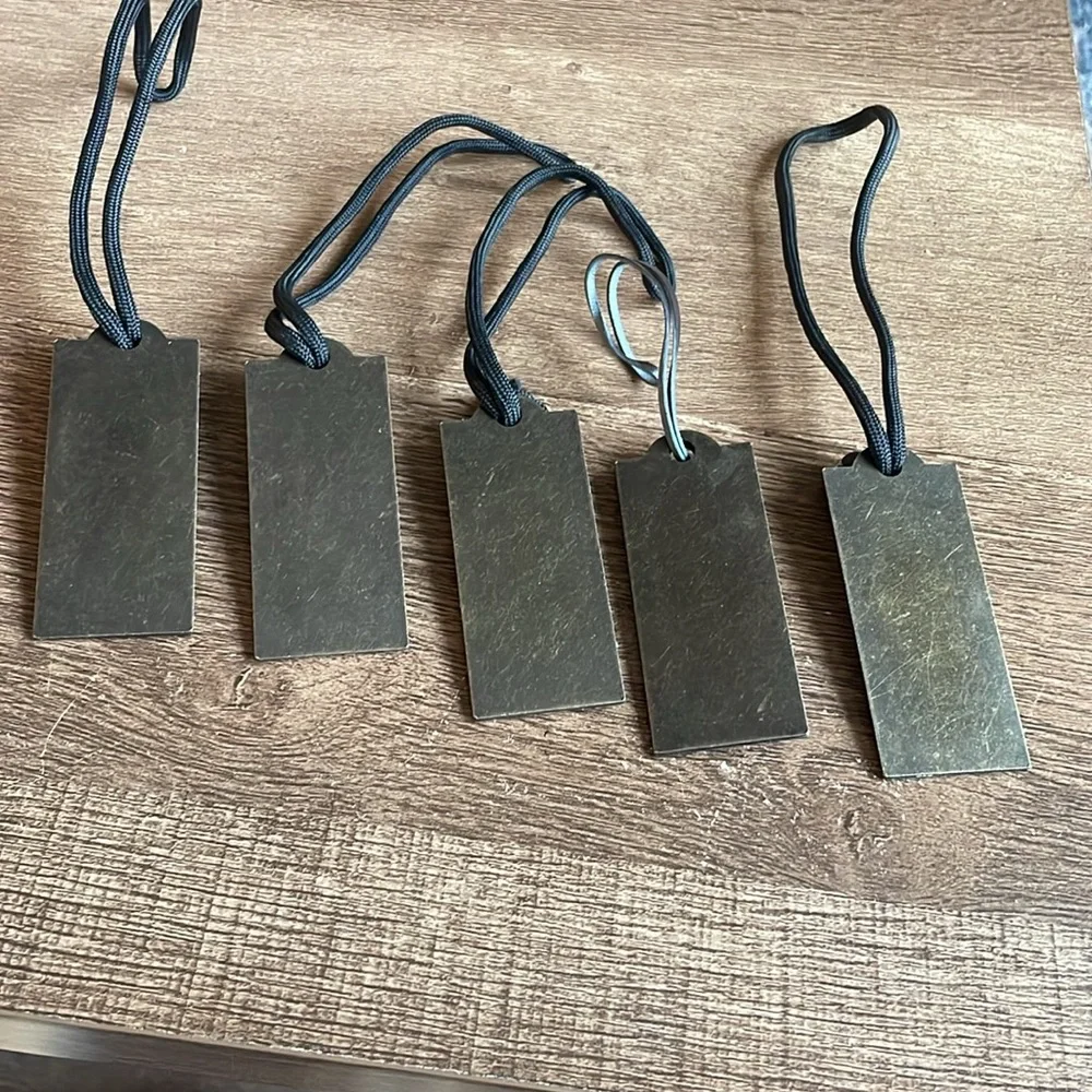 Bronze Tags Set 5 Metal Rustic Chic Office Cabinet Interchangeable Metal Heavy